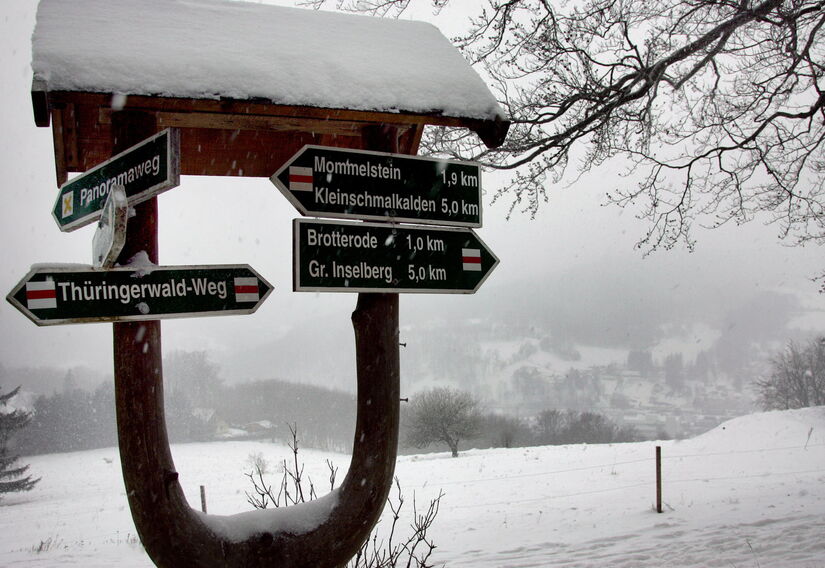 Wegweiser im Schnee
